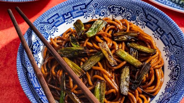 Chinese Noodles and Egg Rolls