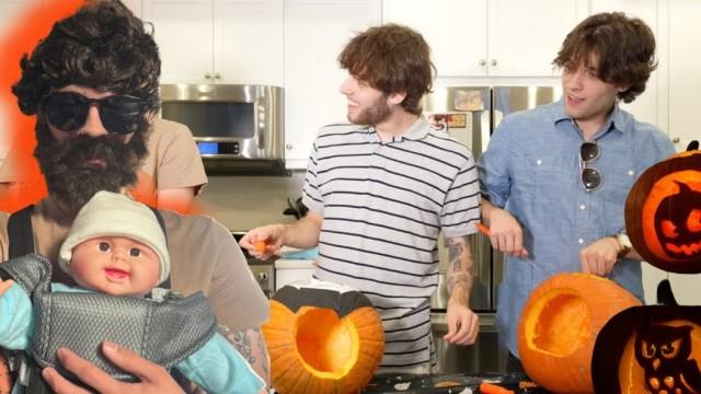 Hungover carving pumpkins on Halloween!!