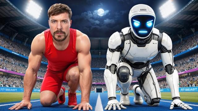 World Fastest Man Vs Robots!