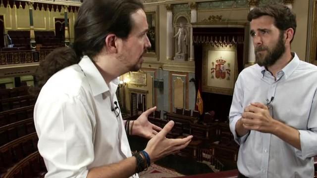 (14-06-17) Gonzo con Pablo Iglesias, protagonista de la moción de censura a Rajoy