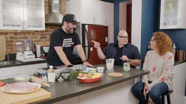Bobby Kelly & Michelle Wolf Make Cheesy Biscuit Eggs Benedict
