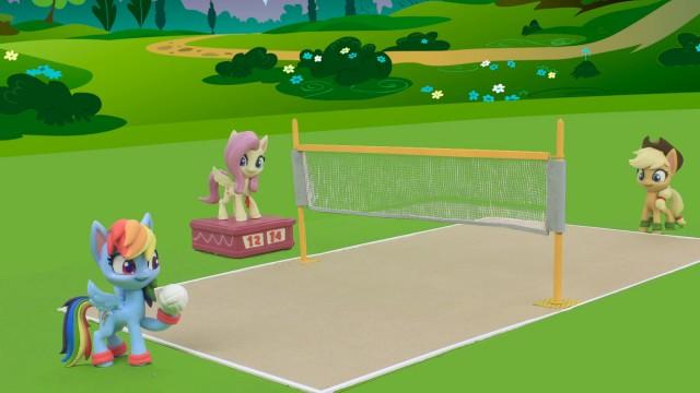 Volleyball Game Between Rainbow Dash and Applejack