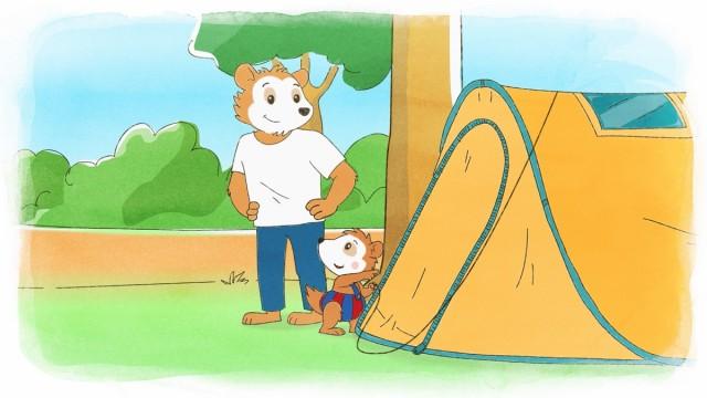 Bobo is camping in the garden
