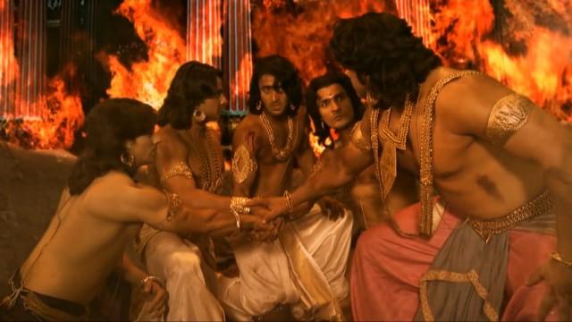 The Pandavas dig a tunnel