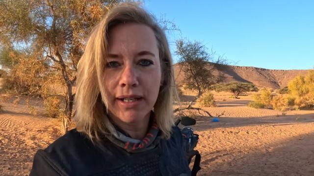 Hectic mountain climb on motorcycle to reach Richat Structure (Atlantis?)