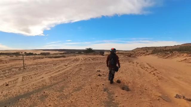 Brand new road already swallowed by desert in Mauritania