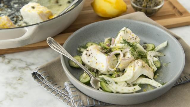 Soupe-repas à la bette à carde / Aiglefin au citron et aux câpres