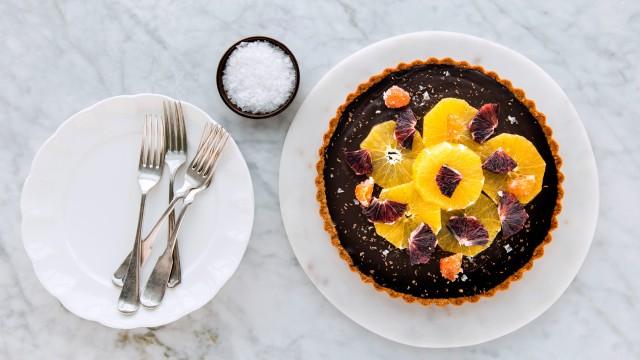 Tarte au chocolat et à l'orange / Kumquats confits au gingembre