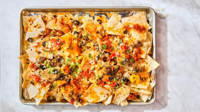 Tacos au poulet / Nachos garnis gratinés