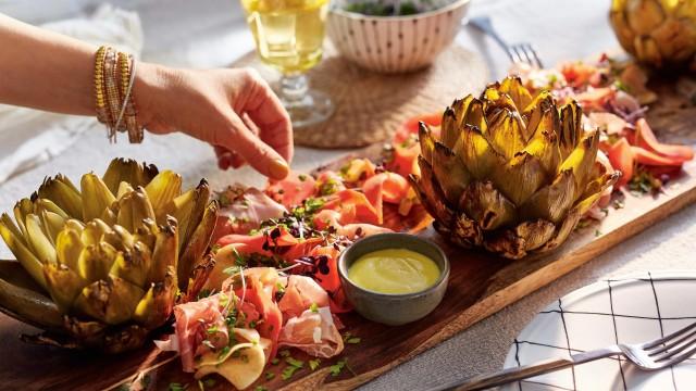 Salade de céleri-rave rôtie à la pomme / Plateau de prosciutto et légumes