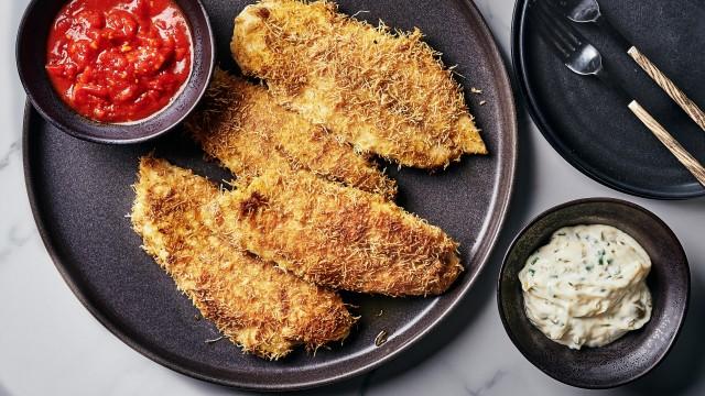 Pâtes façon risotto au Saint-Honoré / Filets de poisson croustillants aux céréales de blé