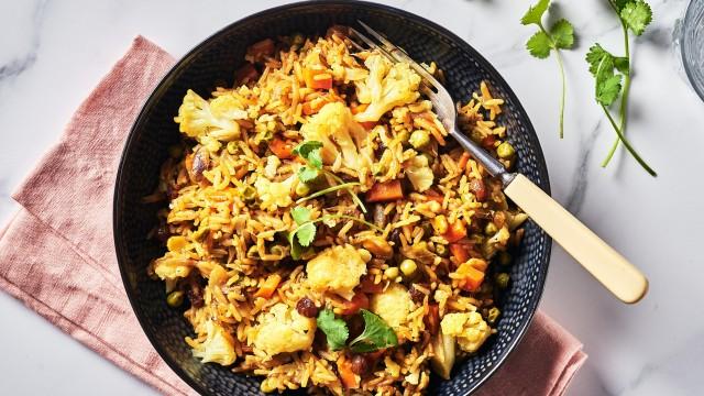 Biryani et cari de crevettes
