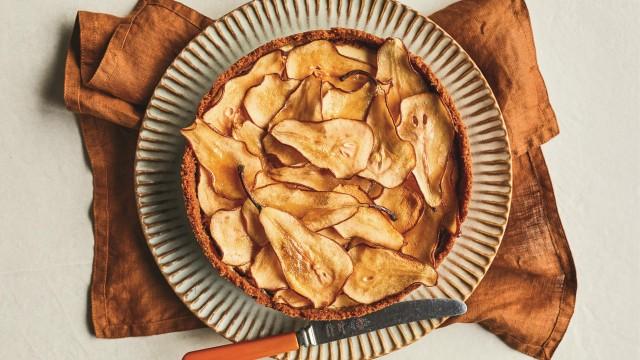 Gâteau au fromage et poires caramélisées