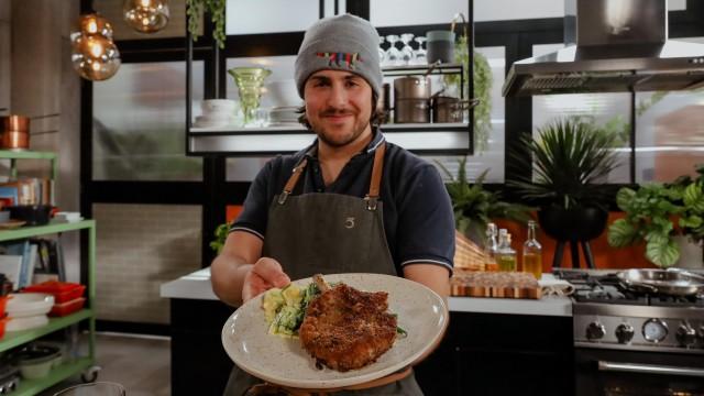 Côtelettes de porc à la milanaise / Salade de haricots verts et de pommes de terre
