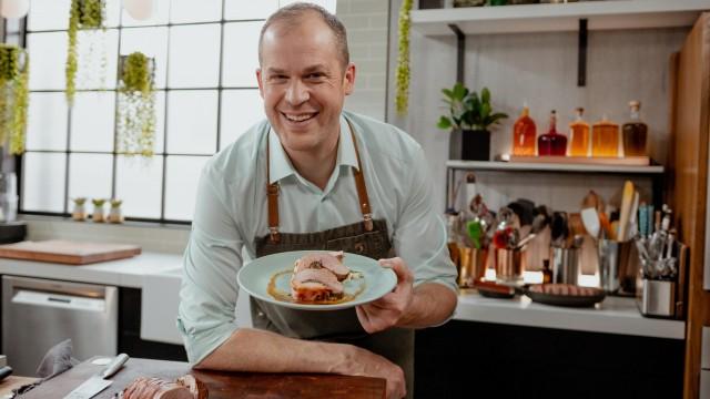 Filet de porc farci / Garniture fondante de pommes, épinards et céleri-rave