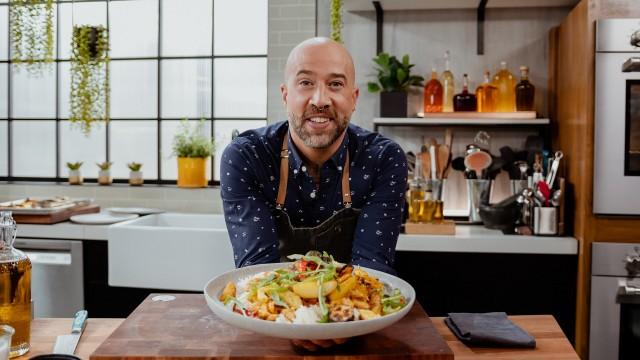 Plaque végé à l'indienne / Plaque végé fromage Halloumi et ras-el-hanout