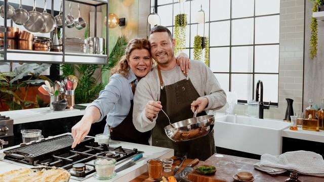 Casserole doré, crevettes et pommes de terres / Carottes grillées, vinaigrette beurre noisette