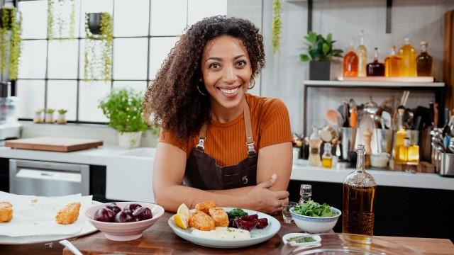 Trempette de pommes de terre / Croquettes de morue à la grecque