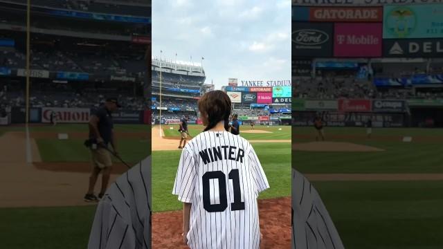 Our first pitch at Yankee Stadium
