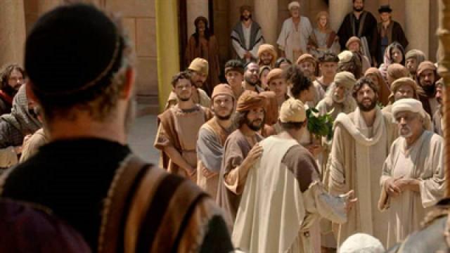Jesus faces Caiaphas and Satan
