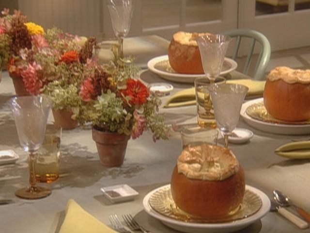 Pumpkin Recipes; Chicken Pot Pie in a Pumpkin