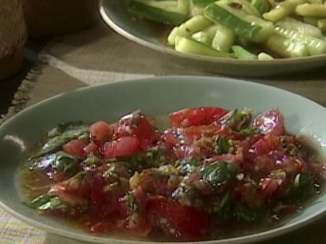 Sticky Rice; Hot Chile Oil; Dai Mint and Tomato Salad